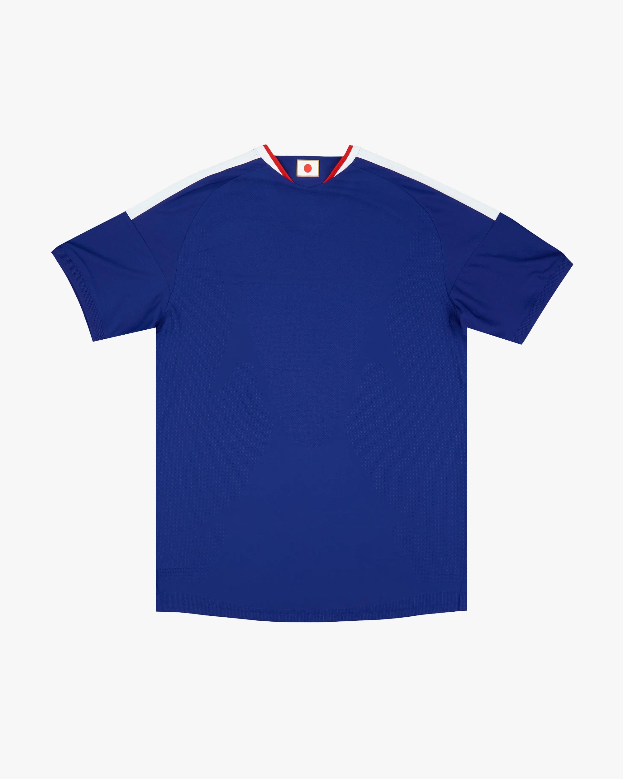 Full Back View Of The Authentic Japan Blue Jersey Showcasing The Minimalist Design And Fit.